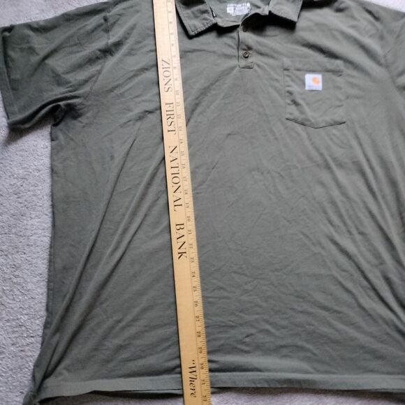 Carhartt Sz 4XL Loose Fit Polo Shirt W Pocket Short Sleeve Olive Green Workshirt - Picture 4 of 7
